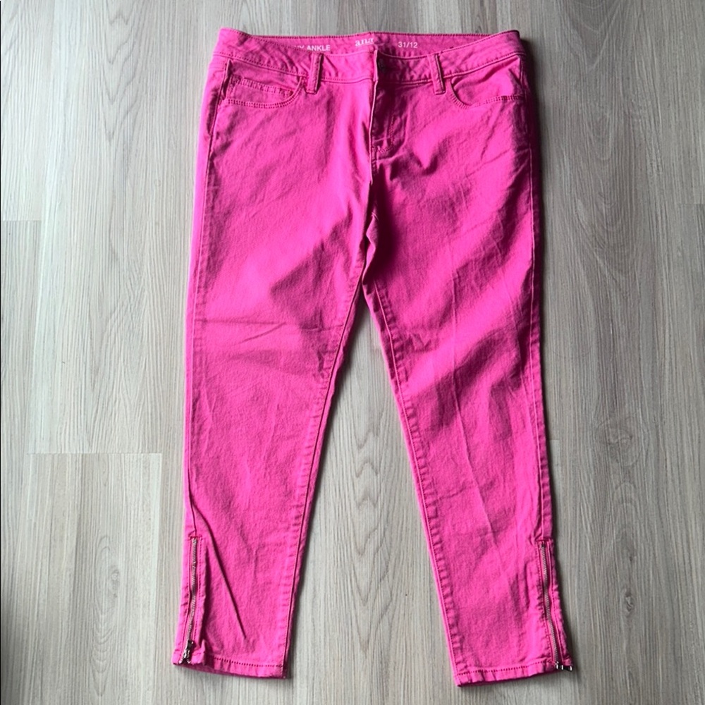 Colored Cotton Skinny Jeans Barbie Pink 31/12 Denim Ankle Zippers Casual Glam